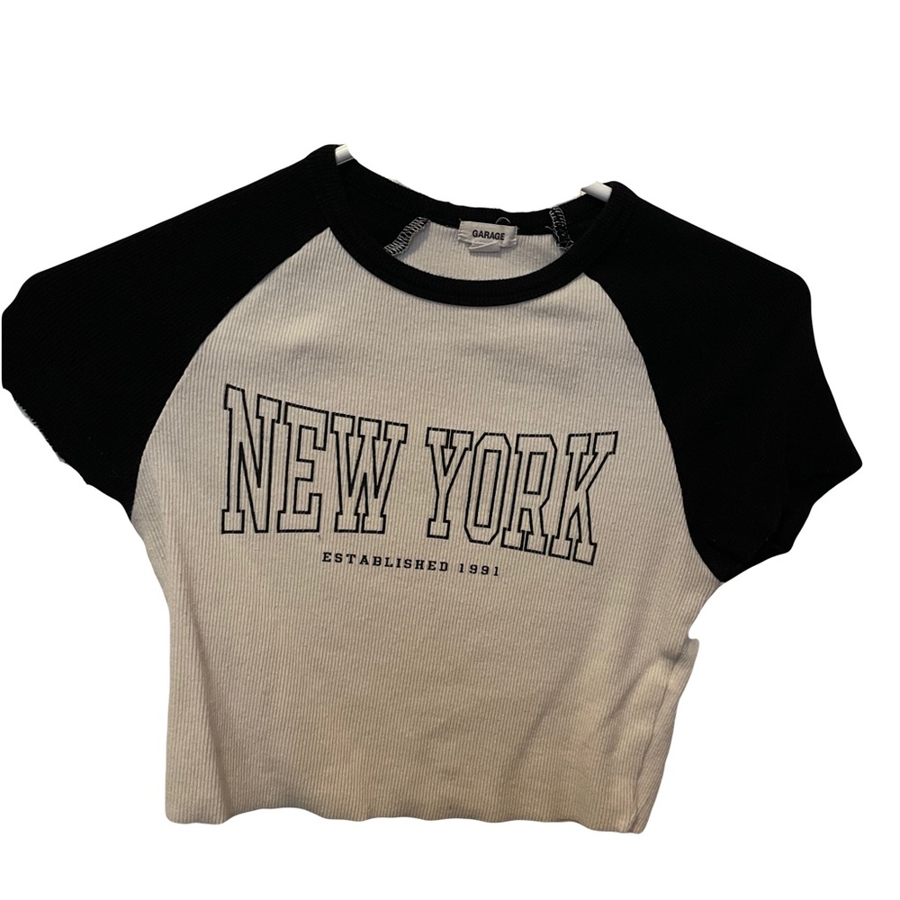 Black and white graphic baby tee